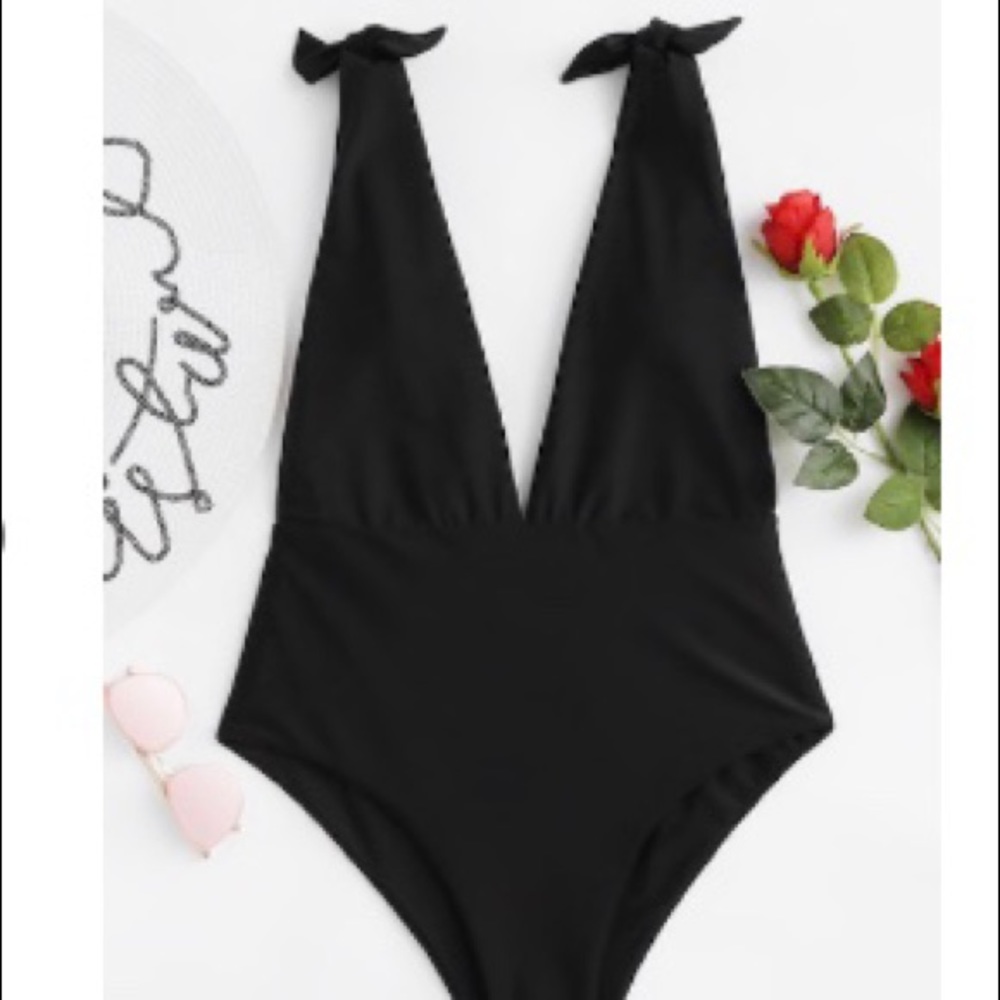 Low cut One-piece bathing suit with bows- NWT
